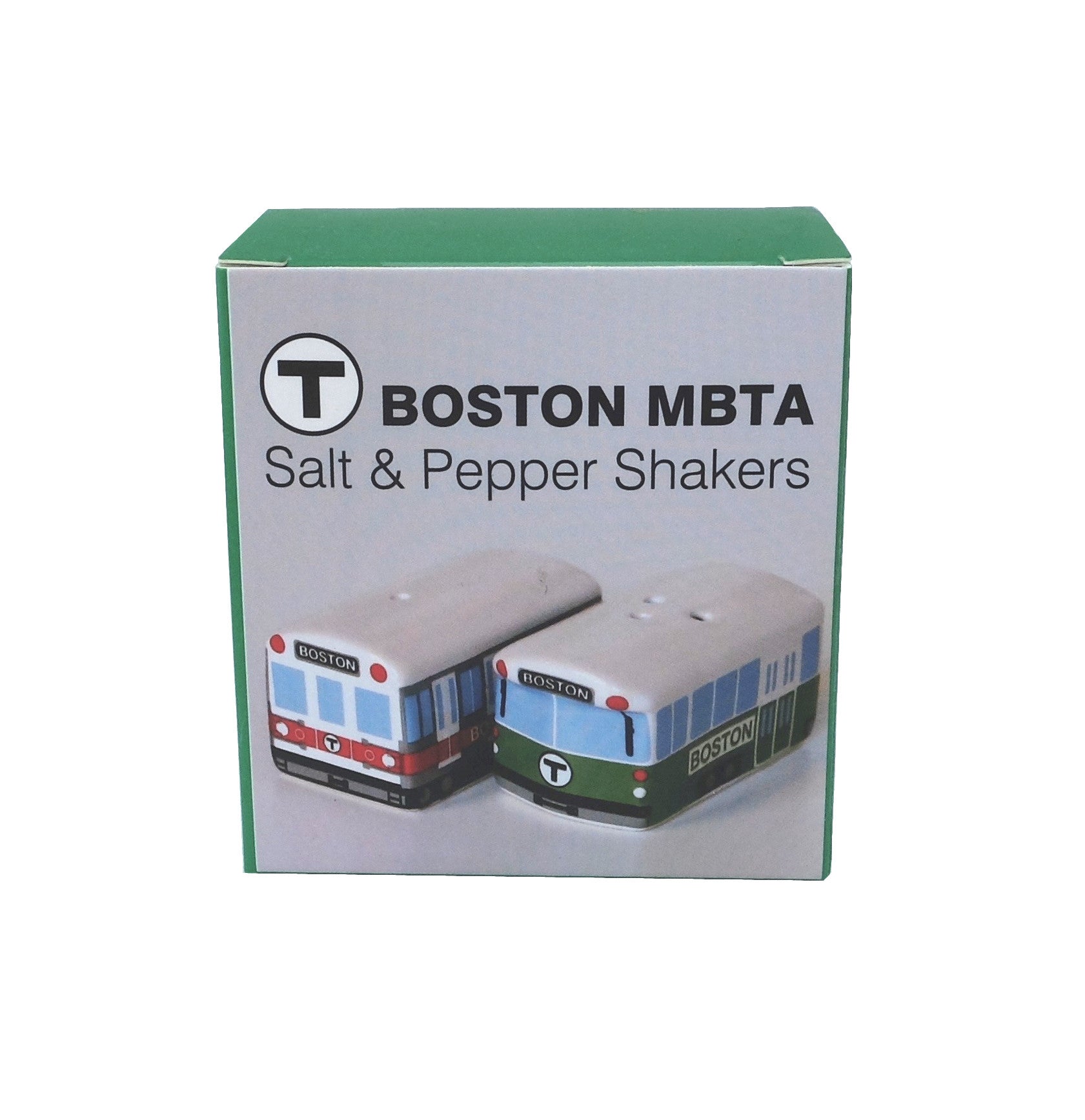 Boston MBTA Red Line Train and Green Line Trolley Salt and Pepper shaker set